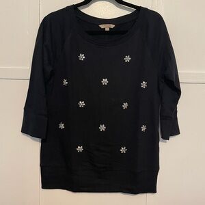 Navy Top with Embellishments